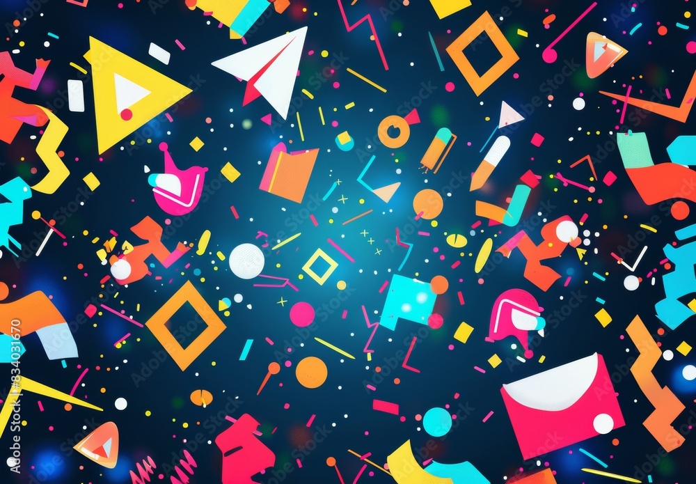 Obraz premium Create a dynamic back-to-school background featuring vibrant geometric shapes and symbols representing various academic subjects using generative AI.