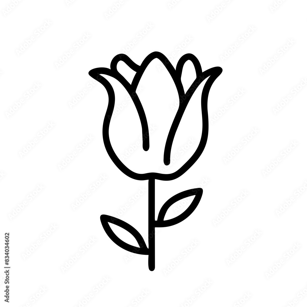 Fototapeta premium Line art tulip icon