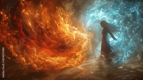 Woman Stands in Fire and Water Tunnel