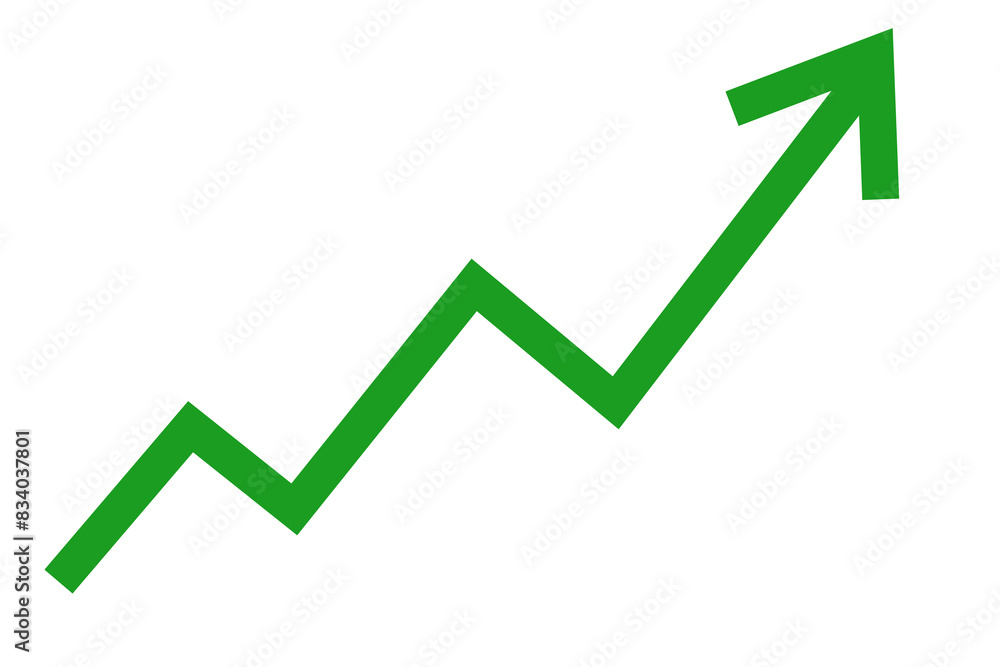 Green arrow graph line chart moving up concept of stock market business growth transparent png file Green arrow graph line chart moving up concept of stock market business growth transparent png file