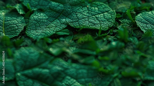  A close-up of a leafy plant, with lush green foliage on both the upper and lower surfaces photo