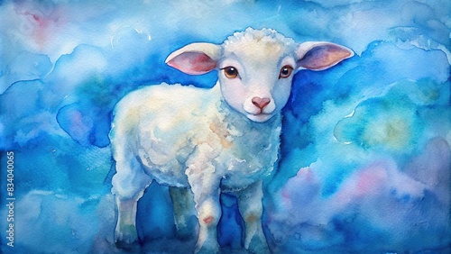 Watercolor art of 7 DIY Eid al-Adha lamb sheep baby crafts on a blue background  Eid al-Adha  DIY  lamb  sheep  baby craft  watercolor  blue background  handmade  art  creative