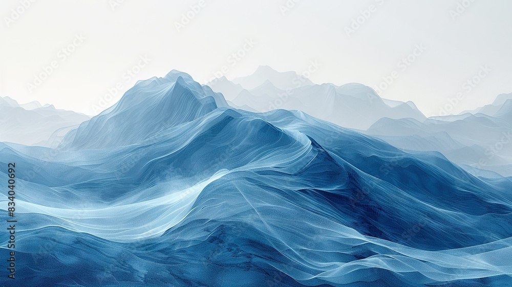 A stunning painting of a blue and white mountain range with a bird soaring above it captures the essence of nature's grandeur A stunning painting of a blue and white mountain range with a bird soaring above it captures the essence of nature's grandeur