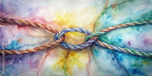 Intertwining network of ropes symbolizing diverse strengths coming together to support each other , teamwork, collaboration, unity, support, connection, strength, network, diversity photo