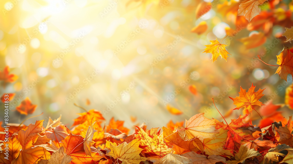 Autumn Leaves Frame with Maple Leaves in Orange and Yellow, Nature-Themed Fall Background with Copy Space. Autumn Leaves Frame with Maple Leaves in Orange and Yellow, Nature-Themed Fall Background with Copy Space.