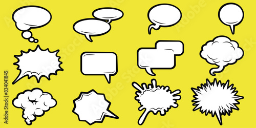 Comic cloud set. Varieties of bubble cues for different types of text.