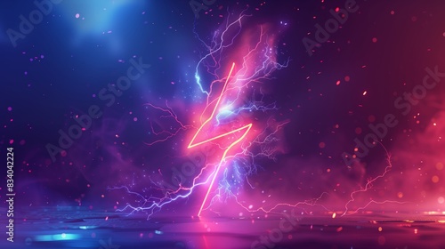 Powerful Lightning Bolt in Night Sky