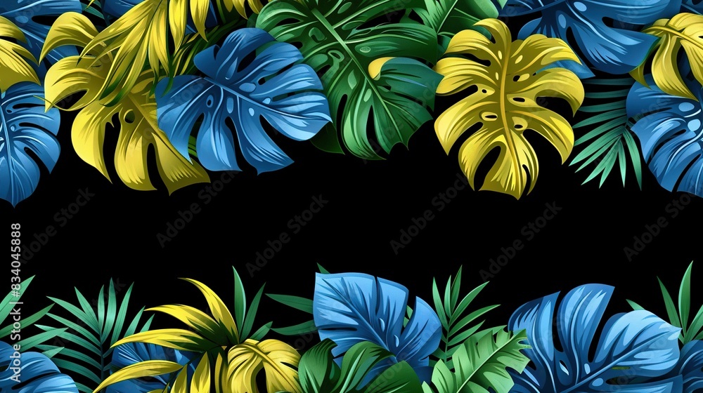 Black background with various colored leaves Black background with various colored leaves