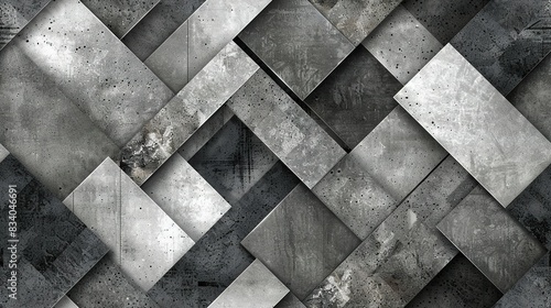  A monochrome picture depicts a wall adorned with a grid of squares and rectangles in its center