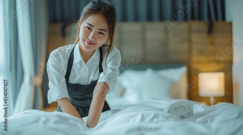 Woman Sitting on Bed in Room