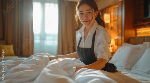 Woman Sitting on Bed in Room