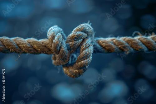 Heart-shaped knot made from natural fiber rope on a dark background