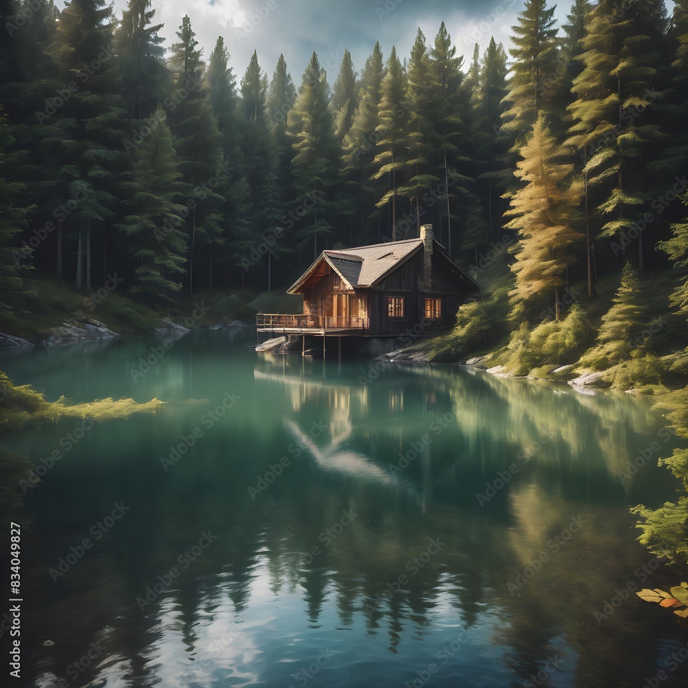 Fototapeta premium house on the lake