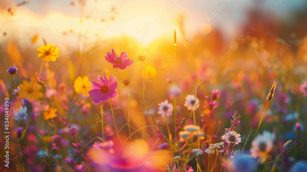 wildflowers in the field at dawn, wallpaper of wildflowers in the grass, wildflowers in the field at dawn, wallpaper of wildflowers in the grass,
