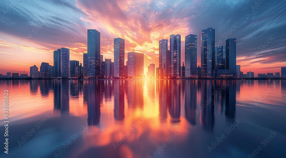 Obraz premium Cityscape on Large Body of Water