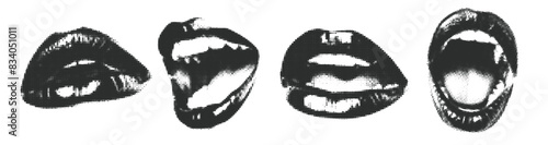 Halftone lips element y2k collage, vintage, doodle pop art. Photo effect (ID: 834051011)