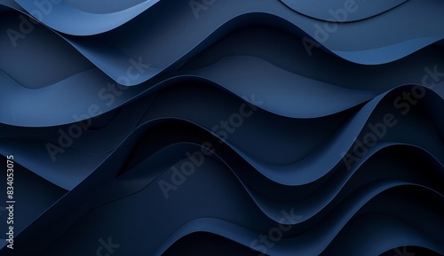 Abstract closeup of dark blue paper with wavy, curved edges creating a smooth, elegant texture. Ideal for backgrounds, design projects, and modern artistic decor.