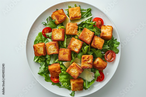 White Plate With Tofu Salad