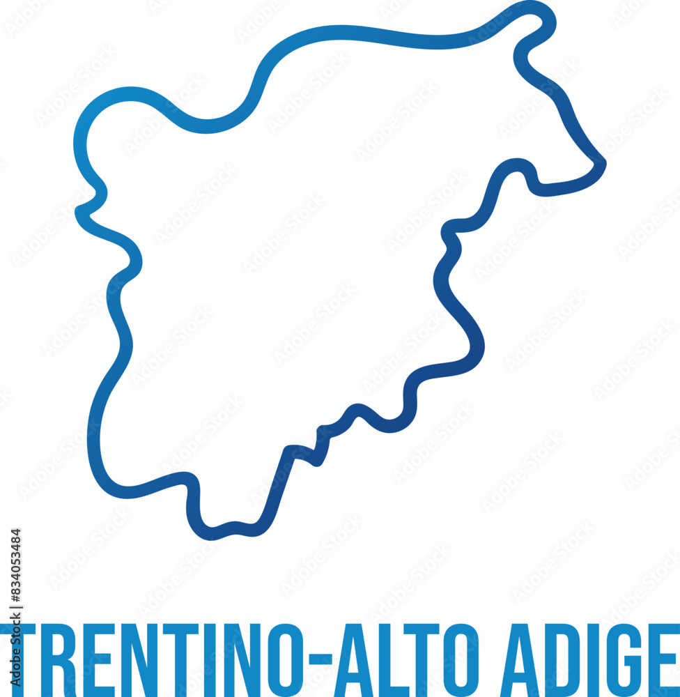 Trentino-Alto Adige region simplified shape vector map Trentino-Alto Adige region simplified shape vector map