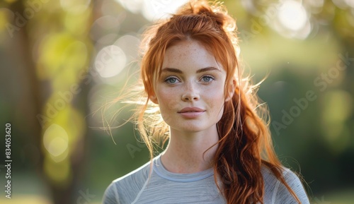 Woman With Red Hair and Blue Eyes