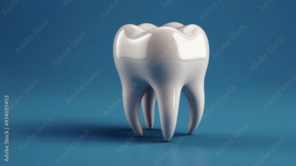 A tooth on a blue background A tooth on a blue background