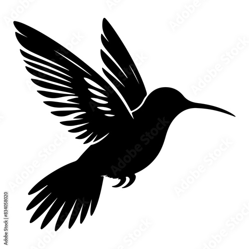 Flying hummingbirds silhouette isolated on white background