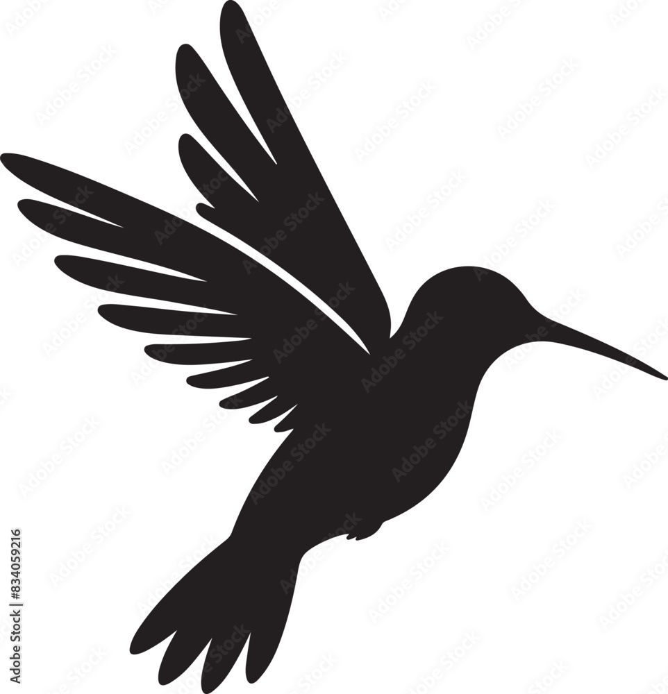 Obraz premium Flying hummingbirds silhouette isolated on white background