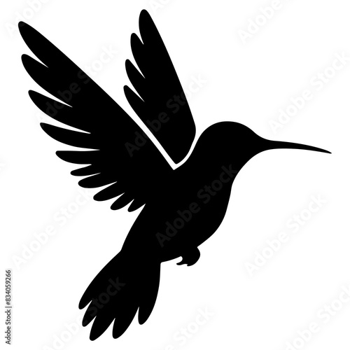 Flying hummingbirds silhouette isolated on white background
