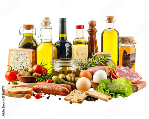 basket filled with food shopping cart vegetables PNG 