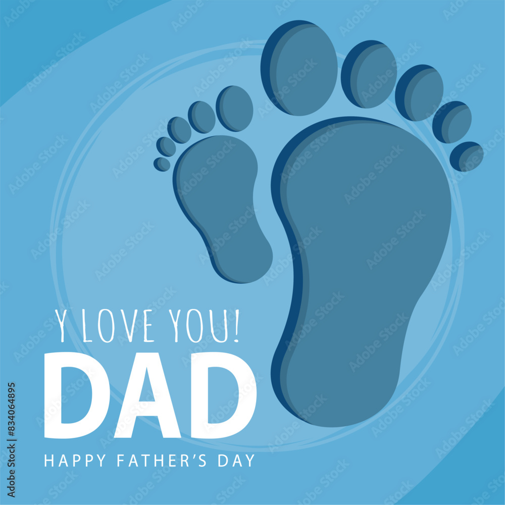 Happy father day poster with pair of footprints Vector Happy father day poster with pair of footprints Vector