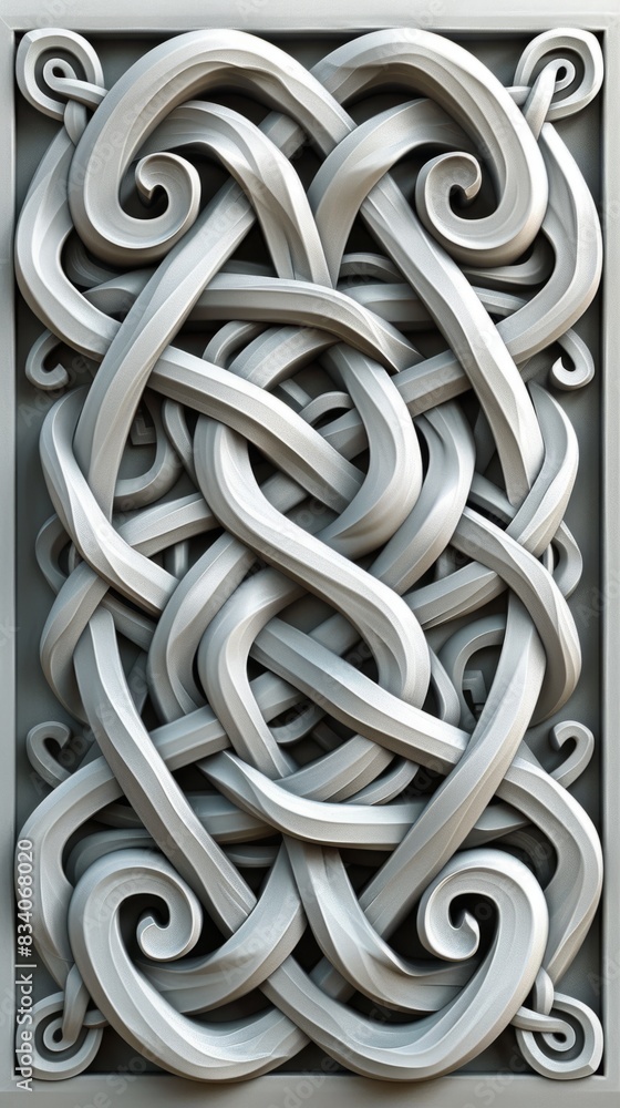 Captivating 3D render of Celtic knotwork designs, with intertwining lines and geometric shapes forming mesmerizing patterns, evoking the timeless beauty and cultural significance of Celtic heritage,