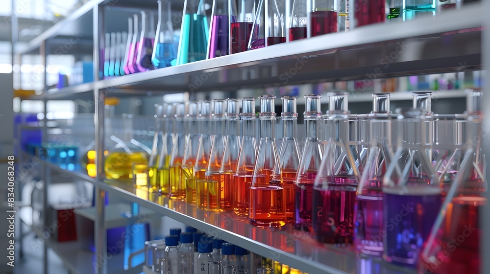 A chemistry lab with an array of glassware A chemistry lab with an array of glassware