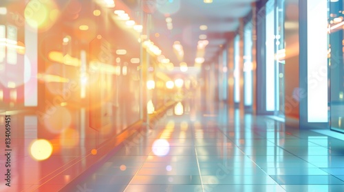 Modern Office Corridor with Bokeh Light Background Generative AI