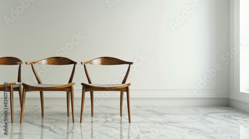 Classic Wooden Chairs on White Background Generative AI