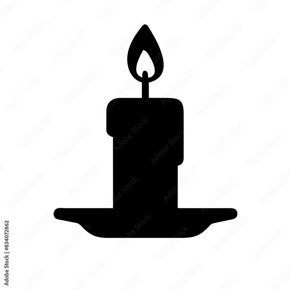 Vector silhouette of a burning candle with a smooth flame and base Vector silhouette of a burning candle with a smooth flame and base