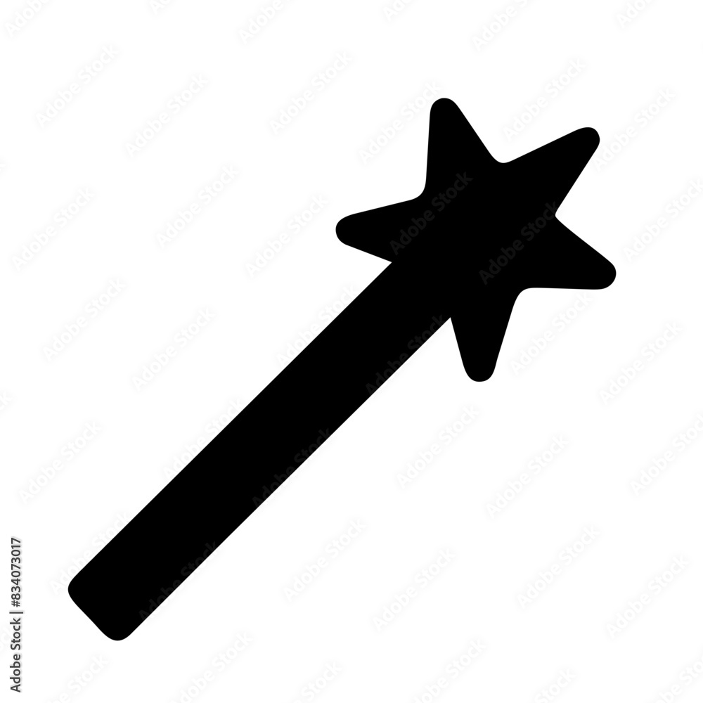 Magic Wand Vector Icon - Simple Black Silhouette Design Magic Wand Vector Icon - Simple Black Silhouette Design