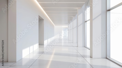 Modern Office Corridor with Mock-up Wall Display Generative AI
