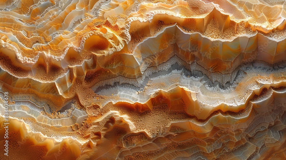 A zoomed-in picture of an orange and white design on artwork resembling a painting A zoomed-in picture of an orange and white design on artwork resembling a painting