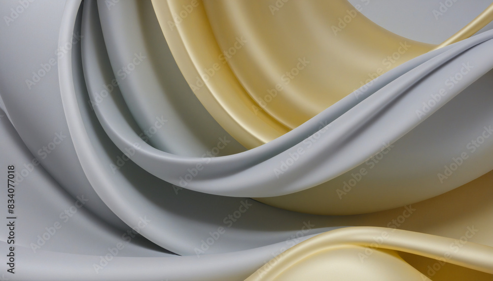 Fototapeta premium Mesmerizing 3D Abstract Gradient Silk Fabric Featuring Gold and Gray Waves