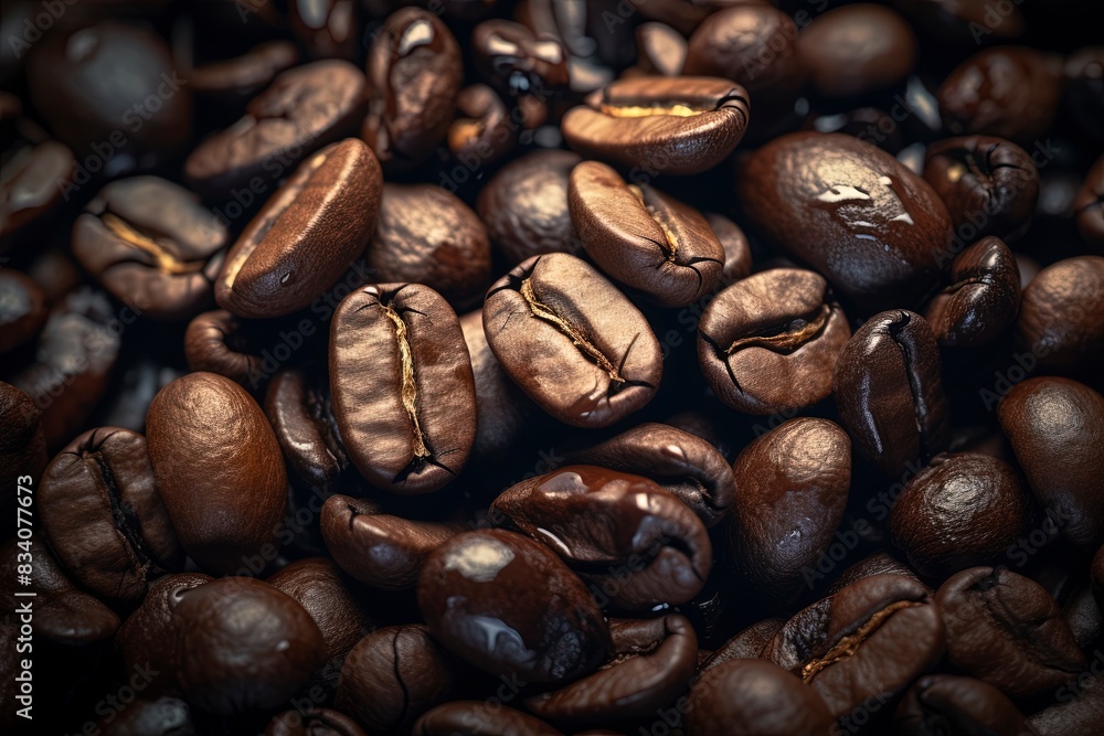 Fototapeta premium cup of coffee with beans, generative ai