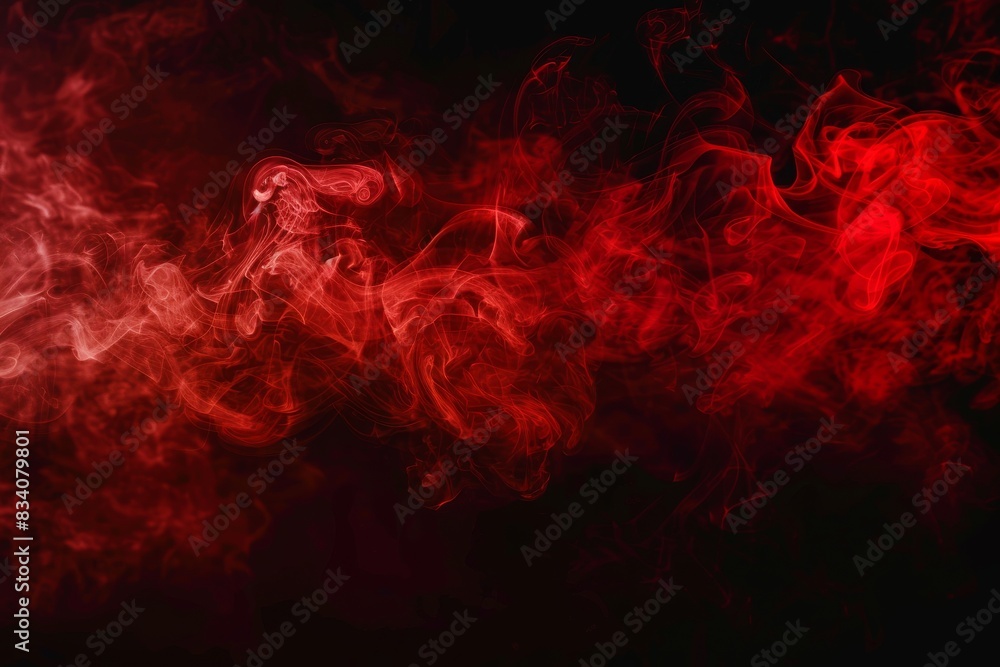 Fototapeta premium The smoke in the background is red and the clouds are red.
