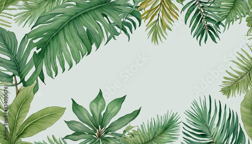 Generative AI creates an isolated transparent watercolor layout with blank copy space  featuring a vintage painted pine tree branch for winter holiday decoration designs