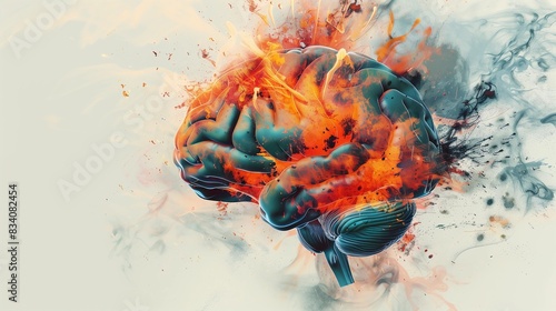 Creative concept of colorful human brain on white background.