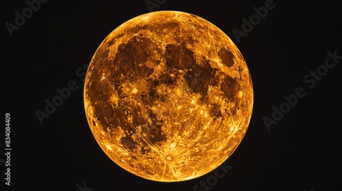 Halloween Moon. Full Moon in Orange and Black Lunar Sky photo