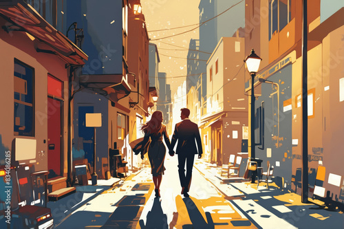 couple walking in the city