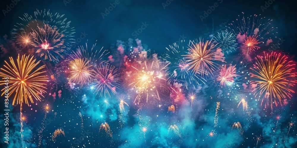 Fototapeta premium Fireworks Display Illuminating Night Sky