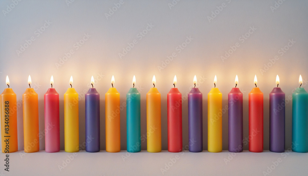 An array of vibrant candles, created by a Generative AI algorithm An array of vibrant candles, created by a Generative AI algorithm