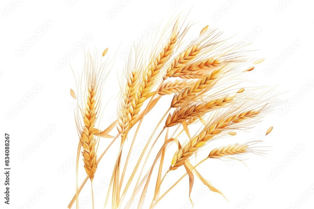 Wheat Drawing. Isolated Golden Wheat in Abstract Art, Agriculture Concept Wheat Drawing. Isolated Golden Wheat in Abstract Art, Agriculture Concept