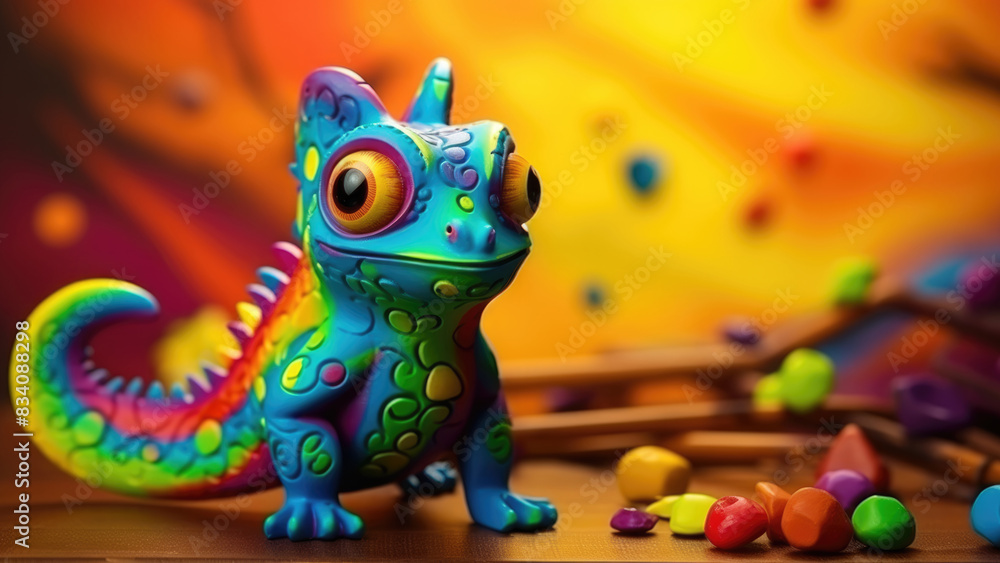 Adorable fantasy lizard character in a lively, magical garden setting
Adorable fantasy lizard character in a lively, magical garden setting