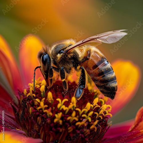 Honeybee on Flower A macro shot